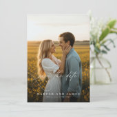 Romantic Minimalist Full Photo Double Sided Save The Date (Staand voorkant)