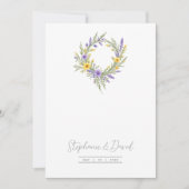 Romantic Minimalist Wedding Yellow Lavender Wreath Kaart (Voorkant)