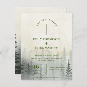 Romantic Misty Forest Waterverf Trees Wedding Briefkaart