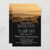 Romantic Misty Mountains Rustic Wedding Invitation Kaart (Voorkant / Achterkant)