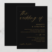 Romantic Modern Black and Gold Wedding Kaart (Voorkant / Achterkant)