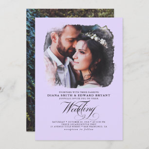 Romantic Modern Elegant Two Photos Wedding Invitat Kaart