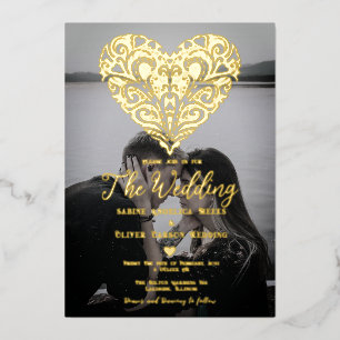 Romantic Modern Foto Folie Wedding Uitnodiging