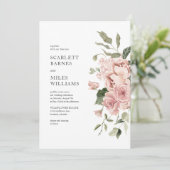 Romantic Modern roze Roses Wedding Kaart (Staand voorkant)