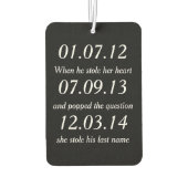 Romantic Moments Personalized Dates Custom Wedding Luchtverfrisser (Achterkant)