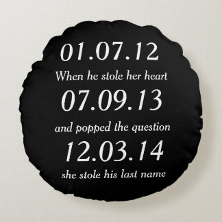Romantic Moments Personalized Dates Custom Wedding Rond Kussen