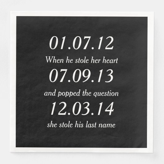 Romantic Moments Personalized Dates Custom Wedding Servetten (Voorkant)