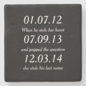 Romantic Moments Personalized Dates Custom Wedding Stenen Onderzetter (Voorkant)