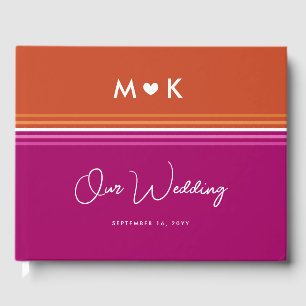 Romantic Monogram Lesbische vlag Strijd bruiloft Gastenboek