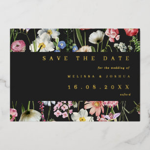 Romantic Moody Floral Wedding Save the Date GOLD Folie Uitnodiging