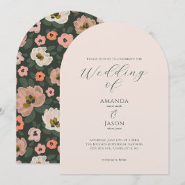 Romantic moody painted floral garden party wedding kaart