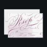 Romantic Moody plum calligraphie mariage RSVP<br><div class="desc">Scénario de calligraphie d'écriture manuscrite romantique en couleur prune sur subtile aquarelle arrière - plan,  élégante et sophistiquée,  grandes cartes de mariage RSVP pour mariage vintage,  mariage d'automne ou d'hiver et mariage de soirée. Voir toutes les pièces correspondantes dans la collection.</div>