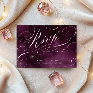 Romantic Moody plum calligraphie mariage RSVP