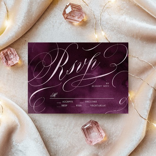 Romantic Moody plum calligraphie mariage RSVP