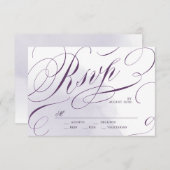 Romantic Moody violet calligraphie mariage RSVP (Devant / Derrière)
