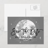 Romantic Moon & Stars Wedding Save the Date Aankondigingskaart (Voorkant / Achterkant)