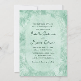 Romantic Mystical Green Fern Wedding Invitation Kaart