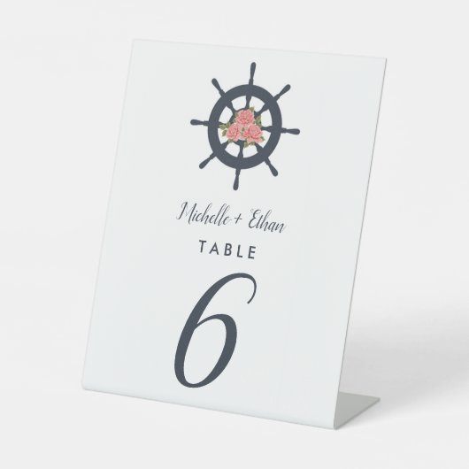 Romantic Nautical Weddenschap Reception Table Numb Reclamebord Met Voetstuk (Voorkant)