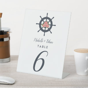 Romantic Nautical Weddenschap Reception Table Numb Reclamebord Met Voetstuk