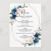 Romantic Navy Blue Blush Roos Menu (Voorkant)
