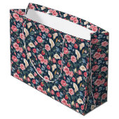 Romantic Navy Blue Floral Garden Pattern Groot Cadeauzakje (Achterkant Gekanteld)