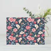 Romantic Navy Blue Floral Garden Pattern Kaart (Staand voorkant)