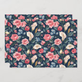 Romantic Navy Blue Floral Garden Pattern Kaart (Voorkant / Achterkant)