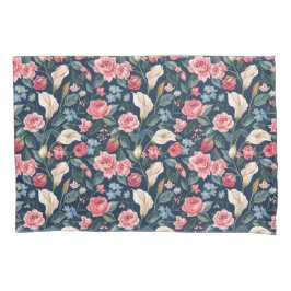 Romantic Navy Blue Floral Garden Pattern Kussensloop