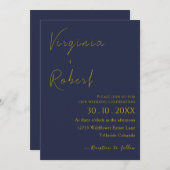 Romantic Navy Blue | Minimale weddenschap met het Kaart (Voorkant / Achterkant)