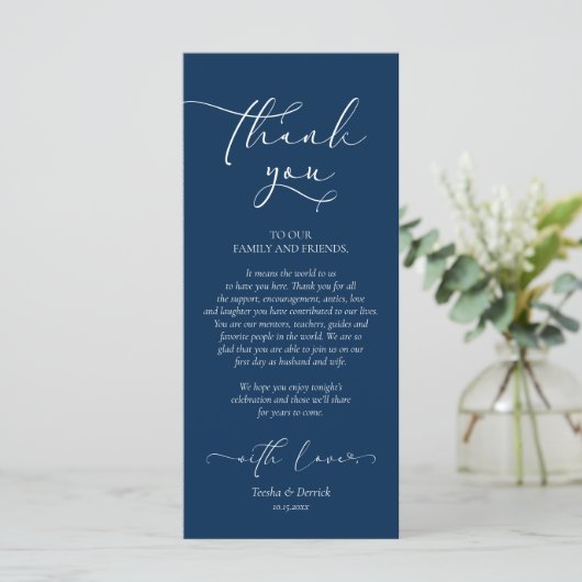 Romantic Navy Blue, Place Setting - Setting Dank u Programma (Staand voorkant)