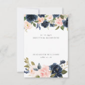 Romantic Navy Blush Floral Nom de l'hôte Carte Pla (Devant)
