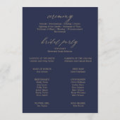 Romantic Navy Calligraphy Flat Wedding Programme Programma (Achterkant)