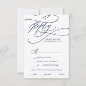 Romantic Navy Calligraphy Menu Keuze RSVP-kaart (Voorkant)