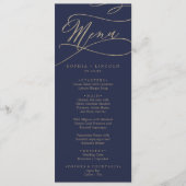 Romantic Navy Calligraphy Wedding Dinner Menu (Voorkant)