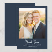 Romantic Navy Photo Bedankkaart (Voorkant / Achterkant)