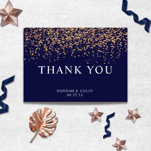 Romantic Navy Roos Gold Stardust Bedankkaart