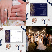 Romantic Navy Roos Gold Stardust RSVP Kaartje