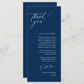 Romantic Navy Script Place Setting Merci Cartes (Devant / Derrière)