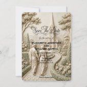 Romantic Neo Classical Cathedral Garden Landscape Save The Date (Voorkant)