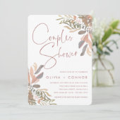 Romantic Neutral Boho Floral Couples Shower Kaart (Staand voorkant)