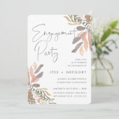 Romantic Neutral Boho Floral Engagement Party Kaart (Staand voorkant)