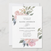 Romantic Neutrale Blush Waterverf Floral | Weddens Kaart (Voorkant)