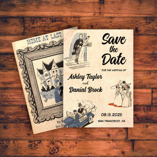 Romantic Old Retro Wedding Save the Date Kaart