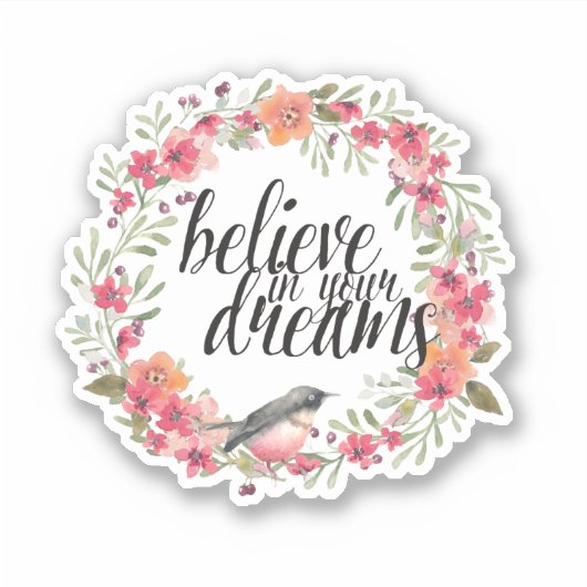 Romantic Oleander Bird Pink Floral Dream Sticker (Voorkant)