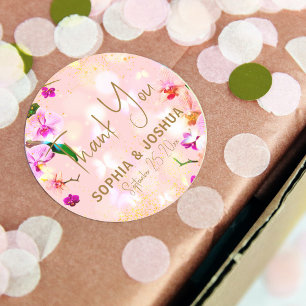 Romantic Orchid Bouquet Elegant Classy Wedding Ronde Sticker