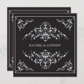 Romantic Ornaments Wedding Black Kaart (Voorkant / Achterkant)