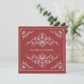 Romantic Ornaments Wedding Crimson Kaart (Staand voorkant)