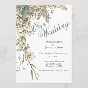 Romantic Our Wedding Floral Script Elegant Kaart