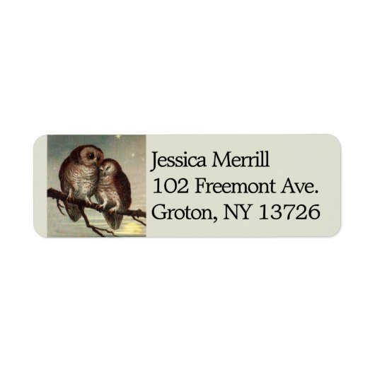  Romantic Owls Return Address Label (Voorkant)