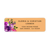 Romantic Paars Floral Return Address Label (Voorkant)